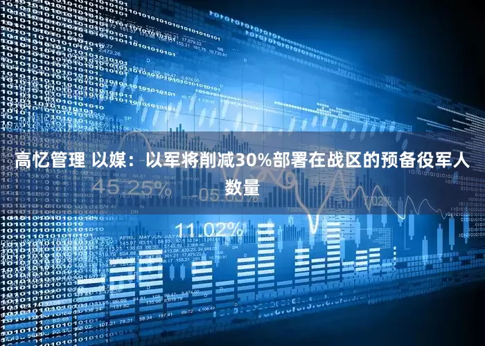 高忆管理 以媒：以军将削减30%部署在战区的预备役军人数量